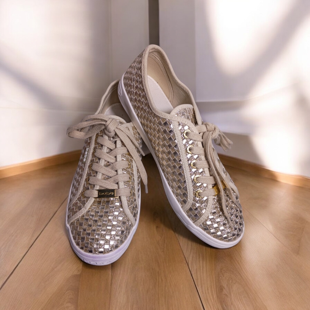 bebe‎ Beige and Gold Sneakers